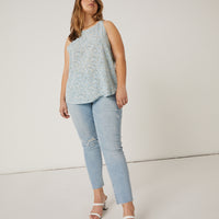 Curve Ditsy Floral Tank Plus Size Tops -2020AVE