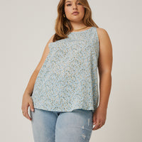 Curve Ditsy Floral Tank Plus Size Tops -2020AVE