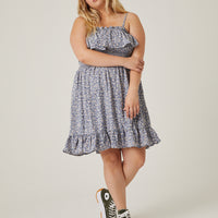 Curve Ditsy Print Ruffle Sundress Plus Size Dresses -2020AVE