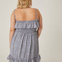 Curve Ditsy Print Ruffle Sundress Plus Size Dresses -2020AVE