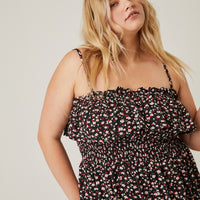 Curve Ditsy Print Ruffle Sundress Plus Size Dresses -2020AVE