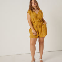 Curve Ditsy Print Woven Romper Plus Size Rompers + Jumpsuits -2020AVE