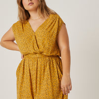Curve Ditsy Print Woven Romper Plus Size Rompers + Jumpsuits -2020AVE
