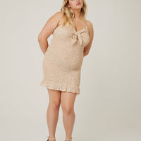 Curve Ditsy Summer Mini Dress Plus Size Dresses Cream 1XL -2020AVE