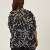 Curve Dotted Leaf Chiffon Cardigan Plus Size Outerwear -2020AVE