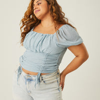 Curve Double Ruched Floral Top Plus Size Tops -2020AVE