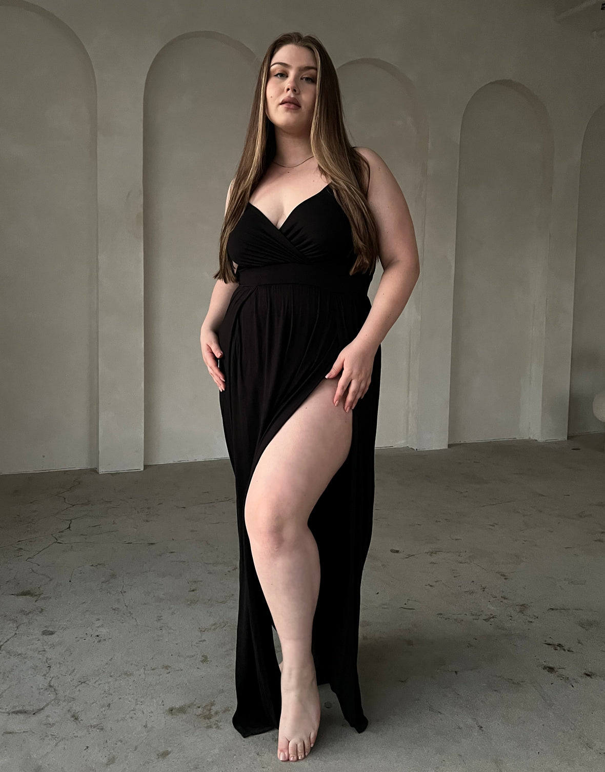 Plus Size Double Slit Tank Dress Black / 1XL Plus Size Double Slit Tank Dress Black / 1XL