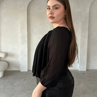 Curve Draped Chiffon Blouse Plus Size Tops -2020AVE