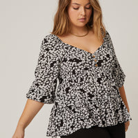 Curve Drapey Floral Top Plus Size Tops -2020AVE