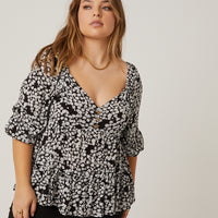 Curve Drapey Floral Top Plus Size Tops -2020AVE