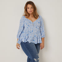 Curve Drapey Floral Top Plus Size Tops -2020AVE