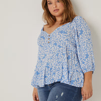 Curve Drapey Floral Top Plus Size Tops -2020AVE