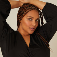 Curve Drapey Surplice 3/4 Sleeve Top Plus Size Tops -2020AVE