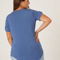 Curve Drapey V-Neck Pocket Tee Plus Size Tops -2020AVE