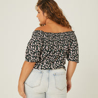 Curve Drawstring Floral Top Plus Size Tops -2020AVE