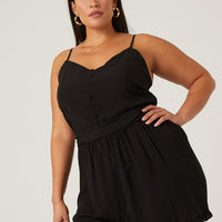 Curve Effortless Woven Romper Plus Size Rompers + Jumpsuits Black 1XL -2020AVE