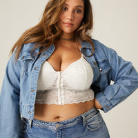 Curve Elastic Hem Denim Jacket Plus Size Outerwear -2020AVE