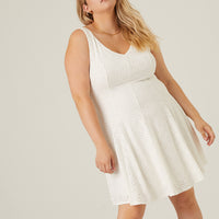 Curve Eyelet Lace Sundress Plus Size Dresses Ivory 1XL -2020AVE