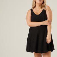 Curve Eyelet Lace Sundress Plus Size Dresses Black 1XL -2020AVE