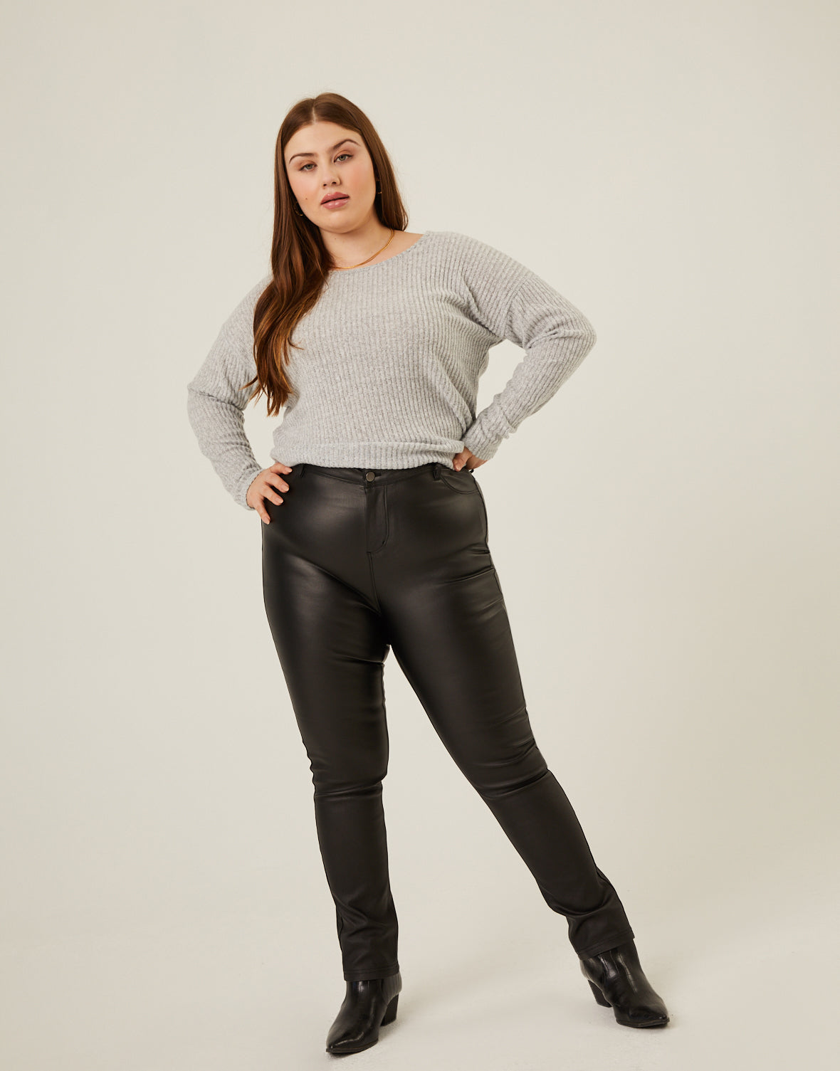 ASEIDFNSA Plus Size Leather Pants Womens Leather Fitted Pants