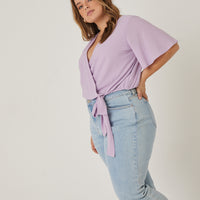 Curve Faux Wrap Knit Top Plus Size Tops -2020AVE