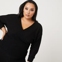 Curve Surplice Knit Top Plus Size Tops -2020AVE