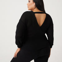 Curve Surplice Knit Top Plus Size Tops -2020AVE