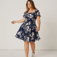 Curve Floral Baby Doll Dress Plus Size Dresses -2020AVE