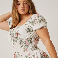 Curve Floral Baby Doll Dress Plus Size Dresses -2020AVE