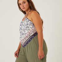 Curve Floral Backless Bandana Top Plus Size Tops -2020AVE