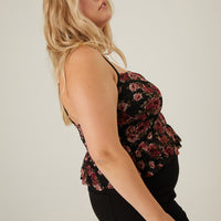 Curve Floral Bustier Cropped Tank Plus Size Tops -2020AVE