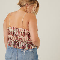 Curve Floral Bustier Cropped Tank Plus Size Tops -2020AVE
