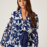 Curve Floral Contrast Romper Plus Size Rompers + Jumpsuits -2020AVE