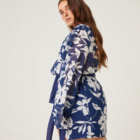 Curve Floral Contrast Romper Plus Size Rompers + Jumpsuits -2020AVE