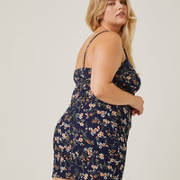 Curve Floral Cut Out Mini Dress Plus Size Dresses -2020AVE