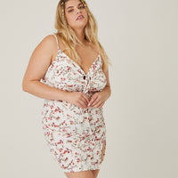 Curve Floral Cut Out Mini Dress Plus Size Dresses -2020AVE