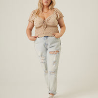 Curve Floral Cut Out Top Plus Size Tops -2020AVE