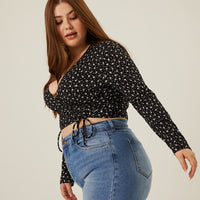 Curve Floral Double Ruching Top Plus Size Tops -2020AVE