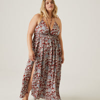 Curve Floral Double Slit Maxi Dress Plus Size Dresses -2020AVE