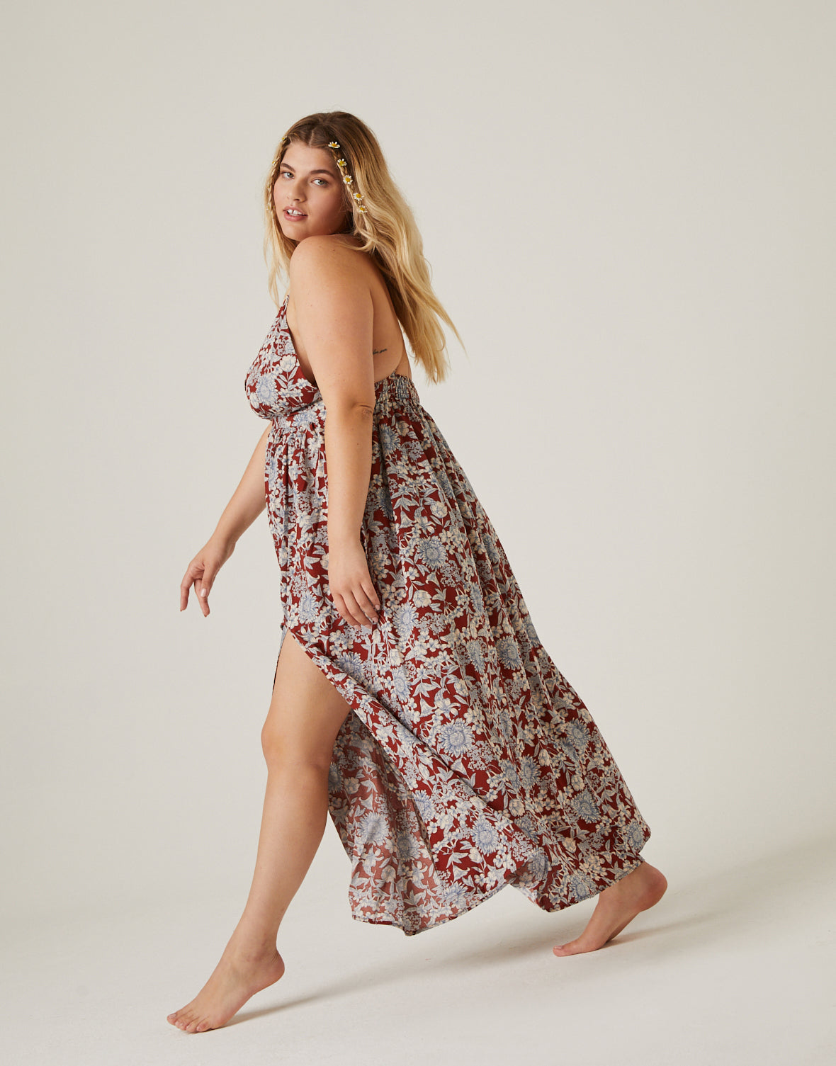 Plus Size Floral Double Slit Maxi Dress 2020AVE Plus Size Floral Double Slit Maxi Dress 2020AVE