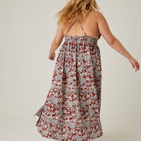 Curve Floral Double Slit Maxi Dress Plus Size Dresses -2020AVE