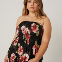 Curve Floral Knit Babydoll Top Plus Size Tops -2020AVE