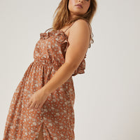 Curve Floral Maxi Ruffle Dress Plus Size Dresses -2020AVE