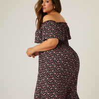 Curve Floral Midi Dress Plus Size Dresses -2020AVE