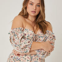 Curve Floral Off The Shoulder Dress Plus Size Dresses -2020AVE