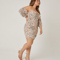 Curve Floral Off The Shoulder Dress Plus Size Dresses -2020AVE