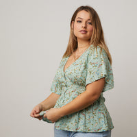 Curve Floral Peplum Blouse Plus Size Tops -2020AVE