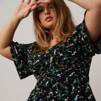 Curve Floral Peplum Blouse Plus Size Tops -2020AVE