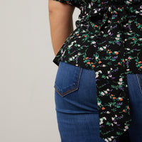 Curve Floral Peplum Blouse Plus Size Tops -2020AVE