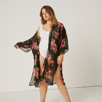Curve Floral Printed Mesh Cardigan Plus Size Outerwear -2020AVE
